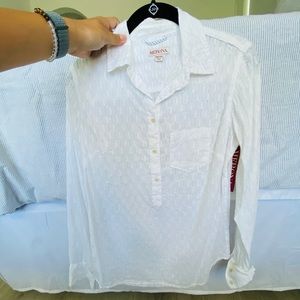 Merona l-sleeve cotton collared half button sz xs